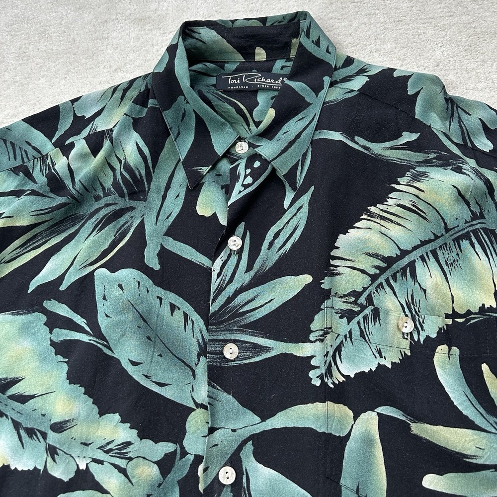 Vintage 90s Tori Richard Hawaiian Shirt Mens Large Aloha Floral USA Made Viscose